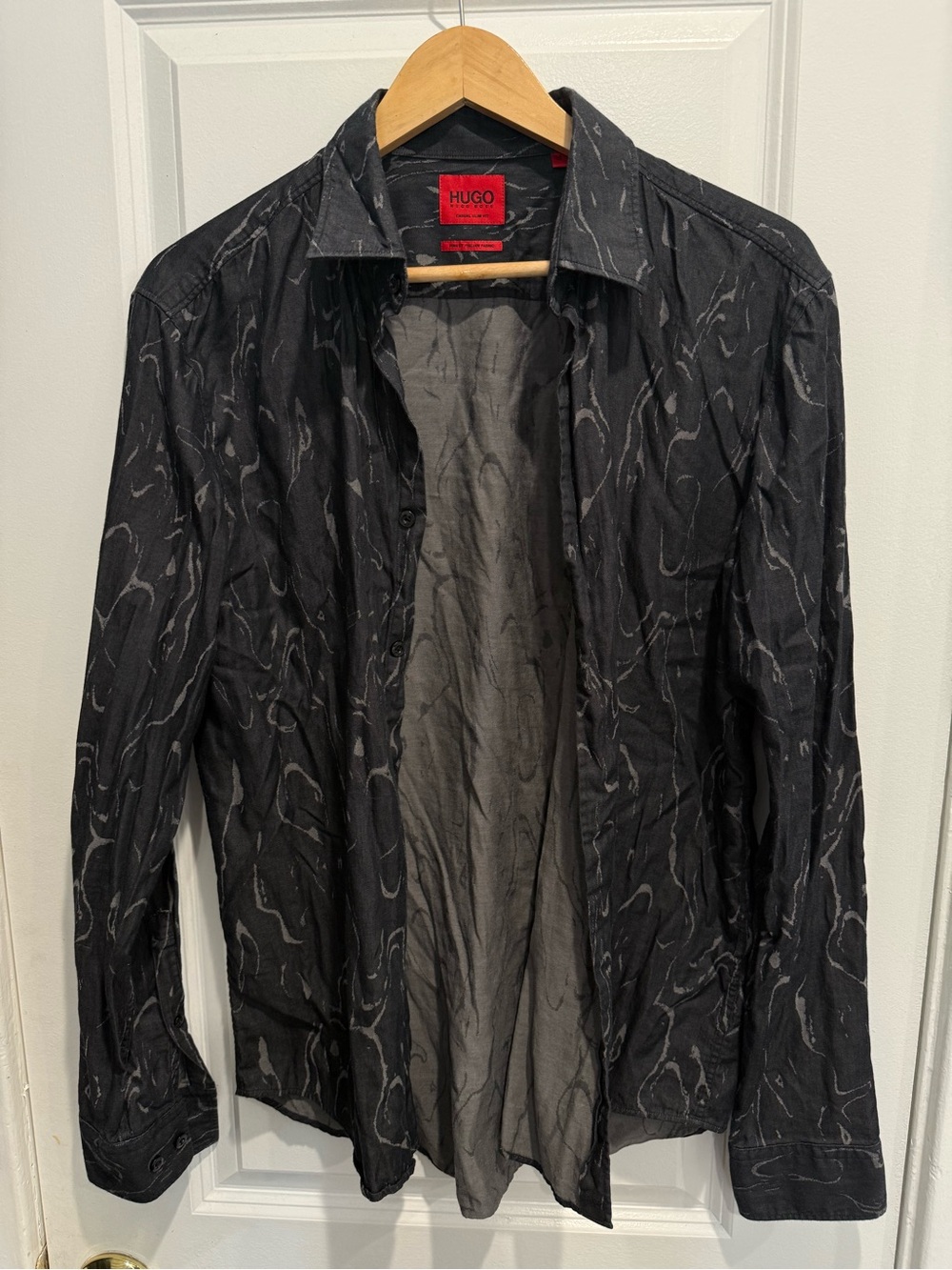 Hugo Boss Black Patterned Lightweight Shirt Jacket